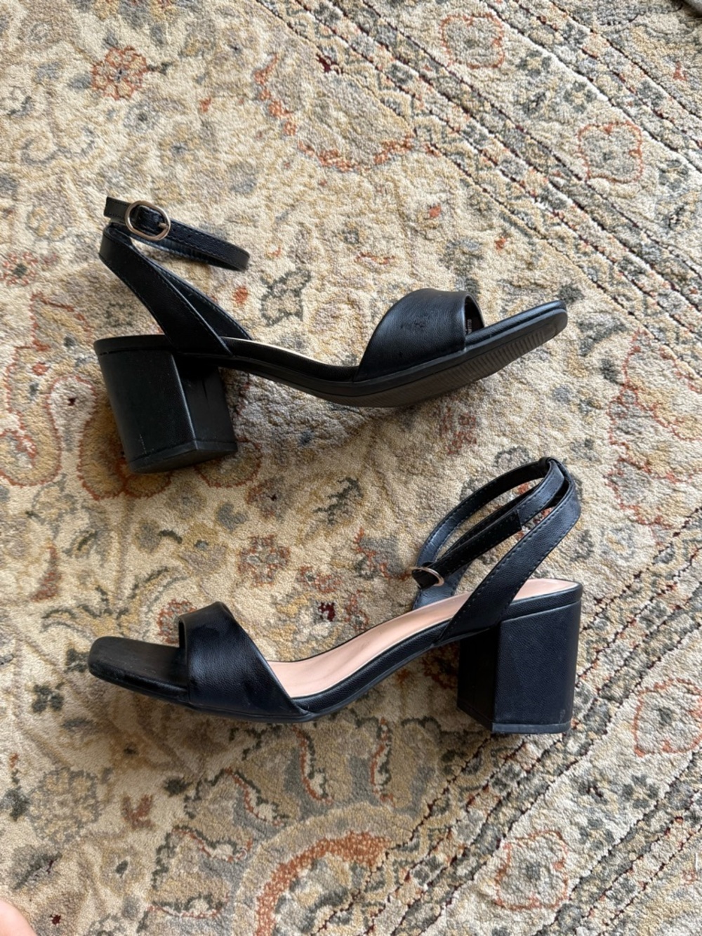 a new day Black Square-Toe Ankle Strap Block Heels - Picture 6 of 7